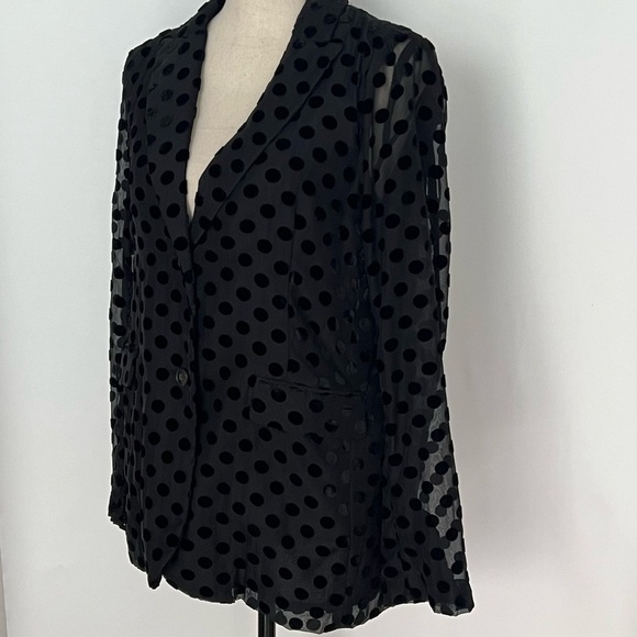 J.CREW COLLECTION Long Parke Blazer in Black Velvet Dot Sheer Size 6 - Picture 7 of 14